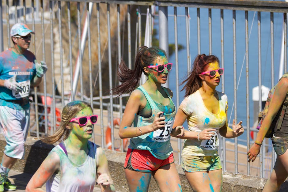 A diverse collection of colorful running